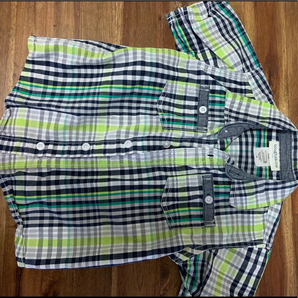 Little boys button down short sleeve shirt.